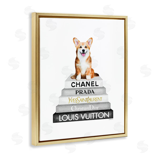 Stupell Industries Amanda Greenwood | Corgi Dog On Grey Bookstack