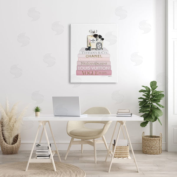 Stupell Industries Amanda Greenwood | Cosmetics Glam Pink Bookstack Wall Art