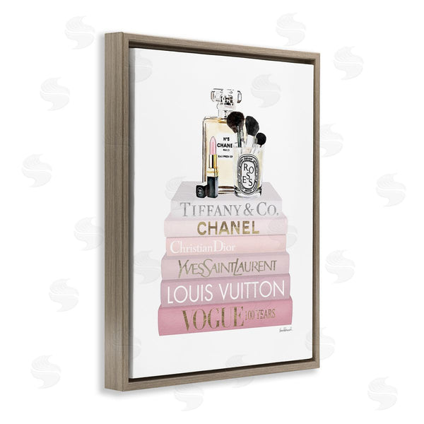 Stupell Industries Amanda Greenwood | Cosmetics Glam Pink Bookstack Wall Art
