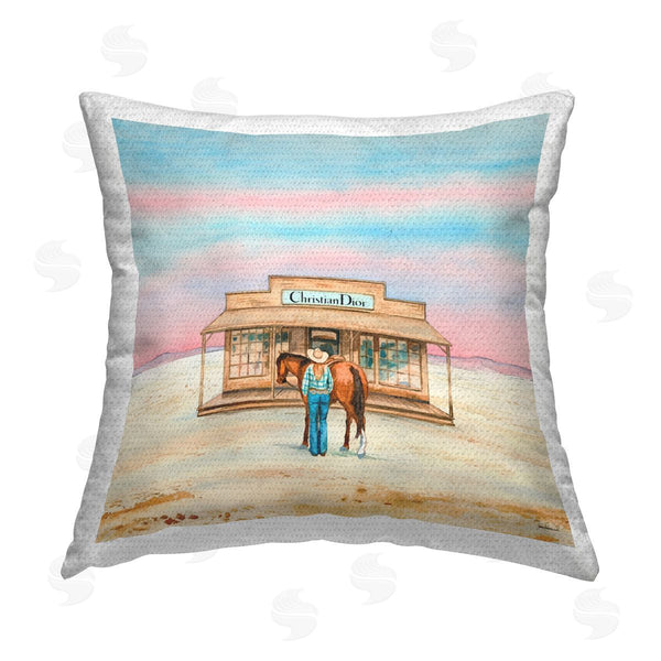 Stupell Industries Amanda Greenwood | Cowgirl & Horse Shopping Printed Throw Pillow