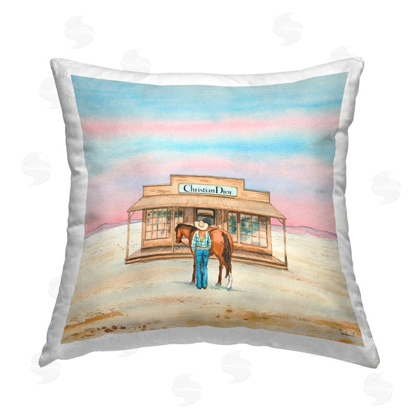 stupell industries Amanda Greenwood | Cowgirl & Horse Shopping Printed Throw Pillow