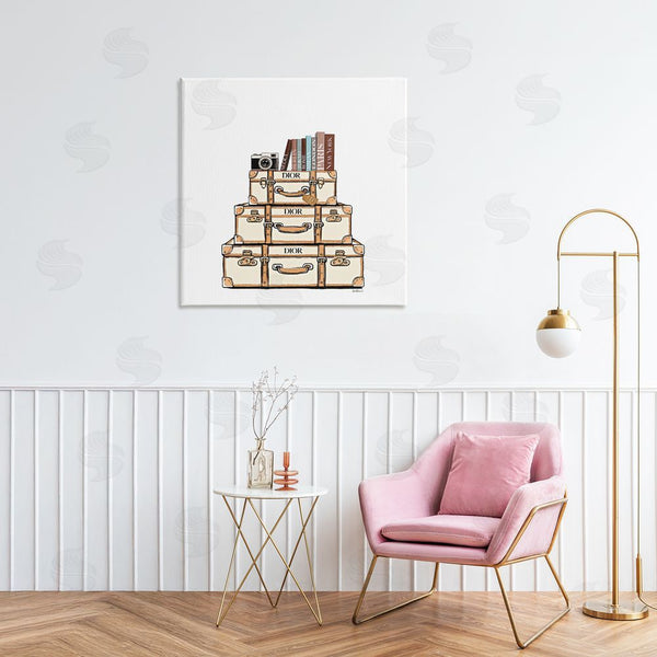 Stupell Industries Amanda Greenwood | Cream Luggage Stack Wall Art