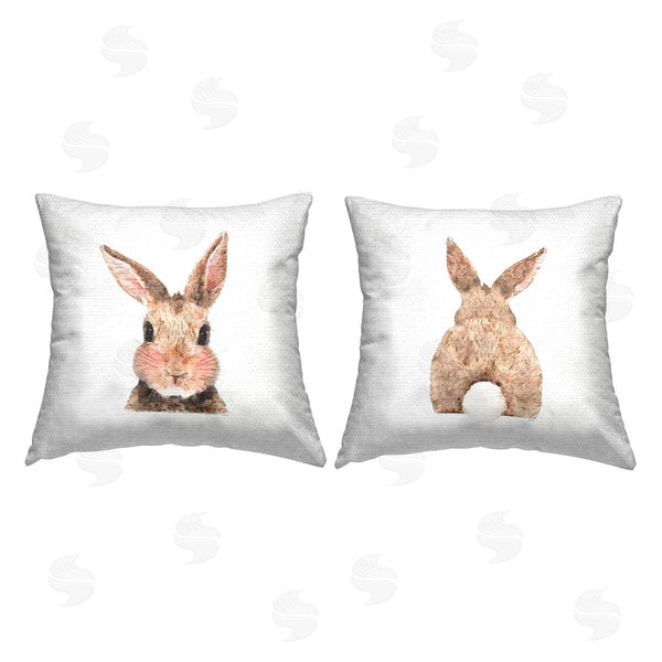 Stupell Industries Amanda Greenwood | Cute Rabbit Blushing Face & Tail Printed Throw Pillow Set