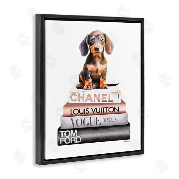 Stupell Industries Amanda Greenwood | Dachshund Puppy Bookstack Wall Art