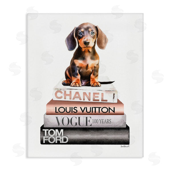 stupell industries Amanda Greenwood | Dachshund Puppy Bookstack Wall Art