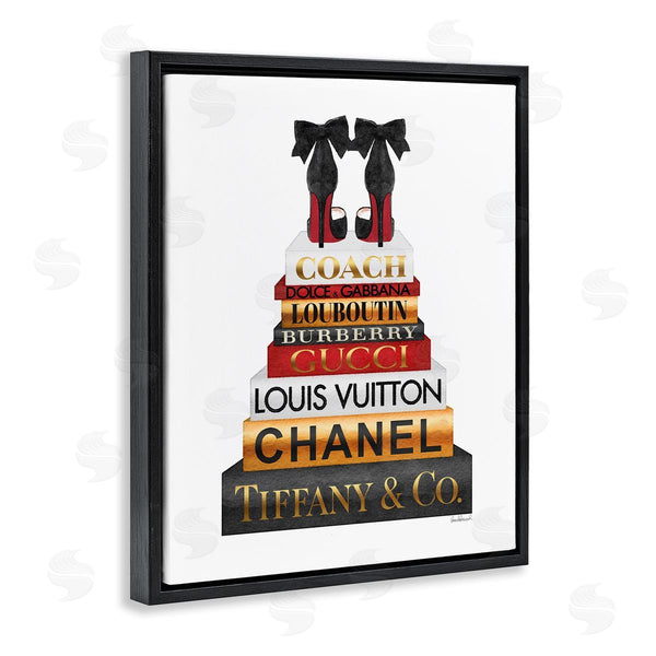 Stupell Industries Amanda Greenwood | Designer Bow Heels On Deluxe Glam Bookstack Wall Art