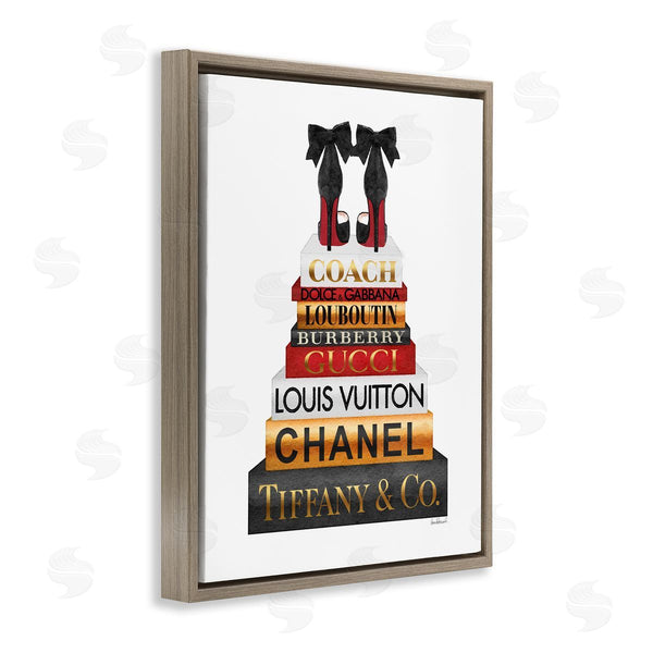 Stupell Industries Amanda Greenwood | Designer Bow Heels On Deluxe Glam Bookstack Wall Art