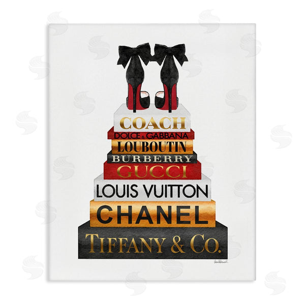 stupell industries Amanda Greenwood | Designer Bow Heels on Deluxe Glam Bookstack Wall Art
