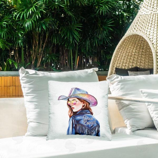 Stupell Industries Amanda Greenwood | Disco Cowgirl In Blue Printed Throw Pillow