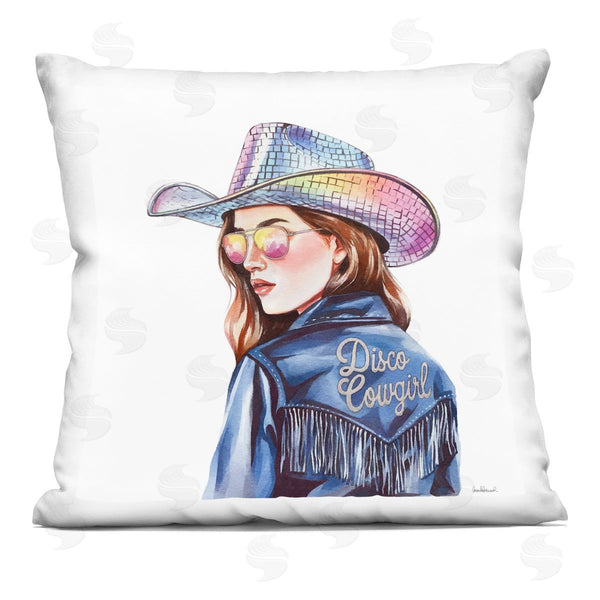 stupell industries Amanda Greenwood | Disco Cowgirl in Blue Printed Throw Pillow