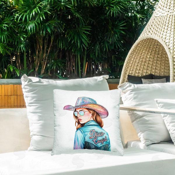 Stupell Industries Amanda Greenwood | Disco Cowgirl Portrait Printed Throw Pillow