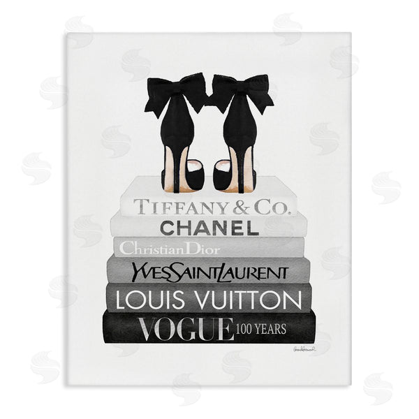 stupell industries Amanda Greenwood | Elegant Black Bow Heels Fashion Glam Bookstack Wall Art