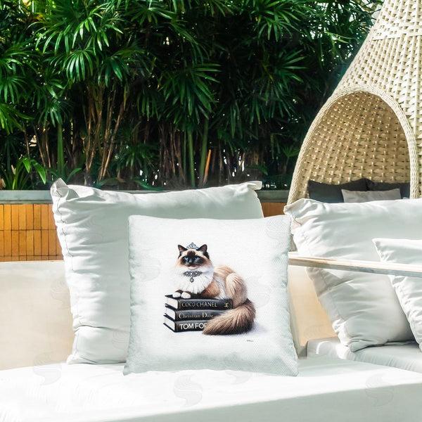 Stupell Industries Amanda Greenwood | Elegant Glam Cat & Books Printed Throw Pillow