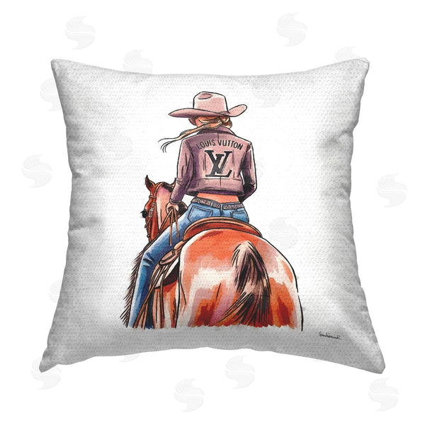 Stupell Industries Amanda Greenwood | Equestrian Glam Cowgirl Printed Throw Pillow