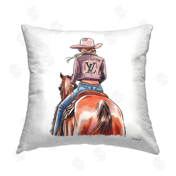 stupell industries Amanda Greenwood | Equestrian Glam Cowgirl Printed Throw Pillow