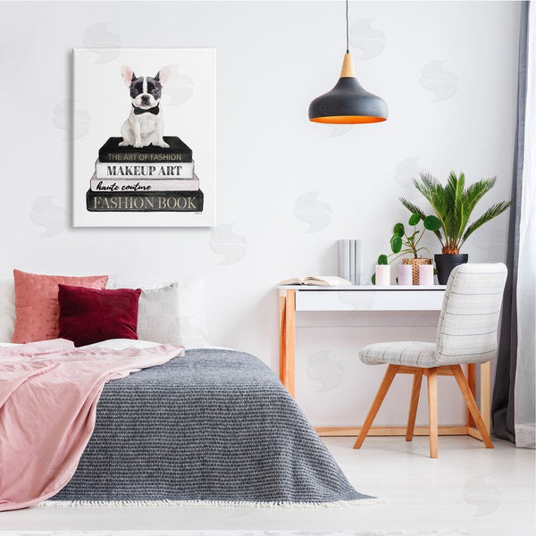 Stupell Industries Amanda Greenwood | Fancy Boston Terrier Bookcase Dog Fashion Apparel Wall Art