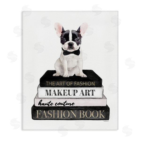 stupell industries Amanda Greenwood | Fancy Boston Terrier Bookcase Dog Fashion Apparel Wall Art