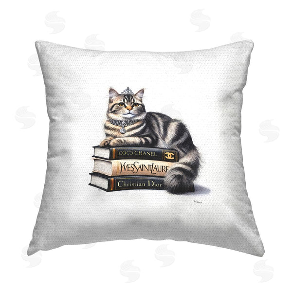 Stupell Industries Amanda Greenwood | Fashion Books & Cat Printed Throw Pillow