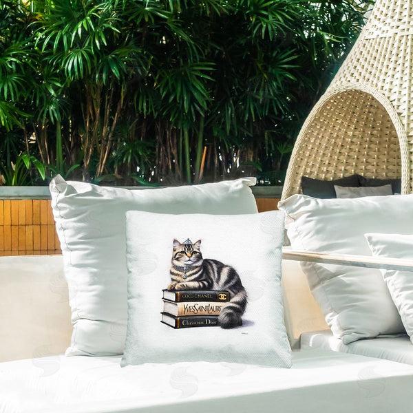 Stupell Industries Amanda Greenwood | Fashion Books & Cat Printed Throw Pillow