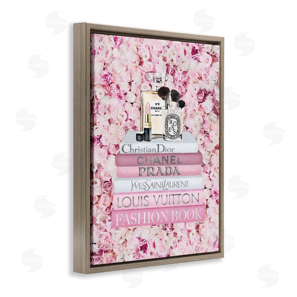 Stupell Industries Amanda Greenwood | Fashion Bookstack Over Pink Roses