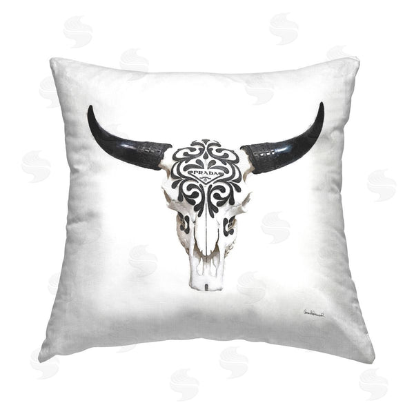 stupell industries Amanda Greenwood | Fashion Brand Cow Skull Printed Throw Pillow