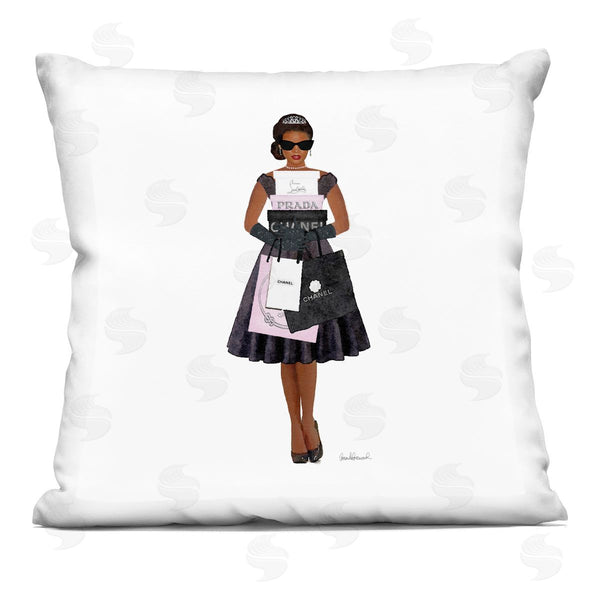 stupell industries Amanda Greenwood | Fashion Brand Shopping Girl Printed Throw Pillow