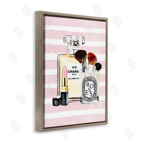 Stupell Industries Amanda Greenwood | Fashion Cosmetics Over Pink Stripes