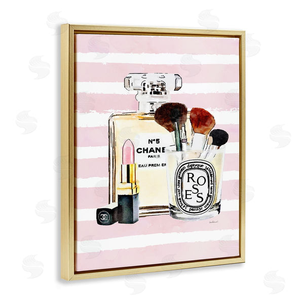 Stupell Industries Amanda Greenwood | Fashion Cosmetics Over Pink Stripes