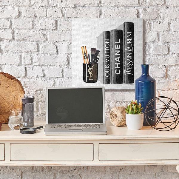 Stupell Industries Amanda Greenwood | Fashion Designer Makeup Bookstack Black Watercolor Wall Art