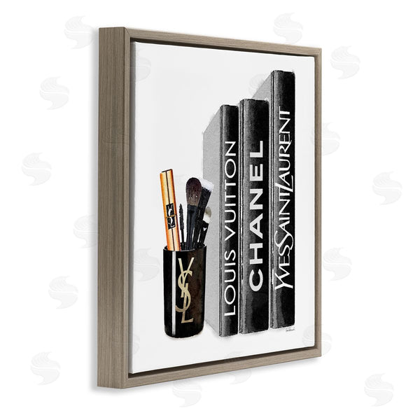 Stupell Industries Amanda Greenwood | Fashion Designer Makeup Bookstack Black Watercolor Wall Art