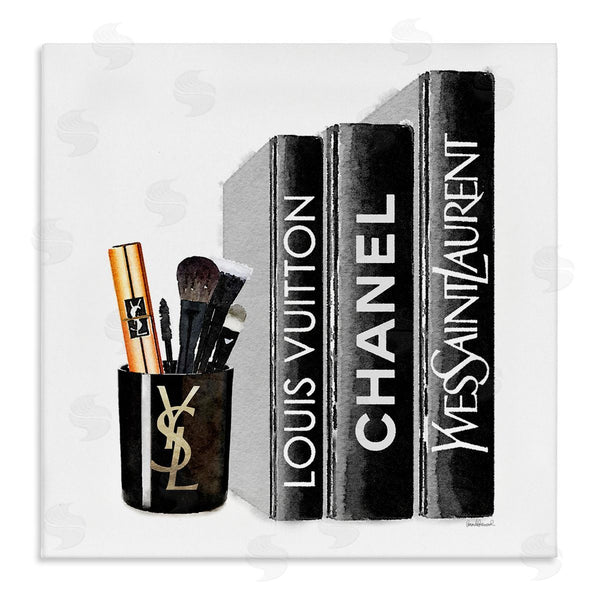 stupell industries Amanda Greenwood | Fashion Designer Makeup Bookstack Black Watercolor Wall Art