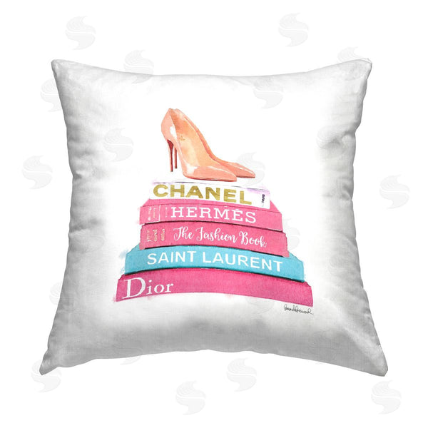 stupell industries Amanda Greenwood | Fashion Heels Bookstack Printed Throw Pillow