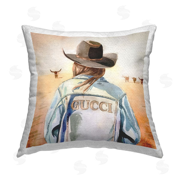 Stupell Industries Amanda Greenwood | Fashionable Desert Cowgirl Printed Throw Pillow