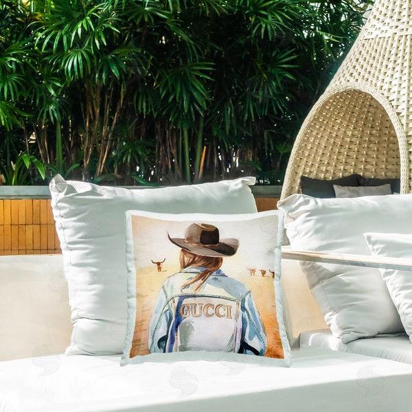 Stupell Industries Amanda Greenwood | Fashionable Desert Cowgirl Printed Throw Pillow