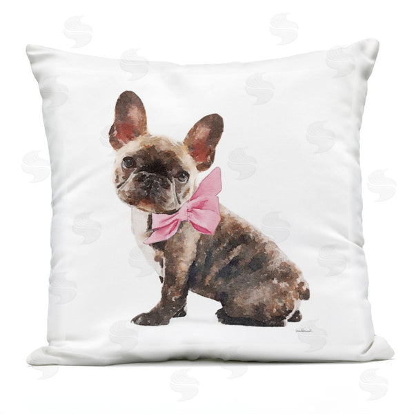 Stupell Industries Amanda Greenwood | Fashionable Puppy Dog Pink Bow Glam Portrait Printed Throw Pillow