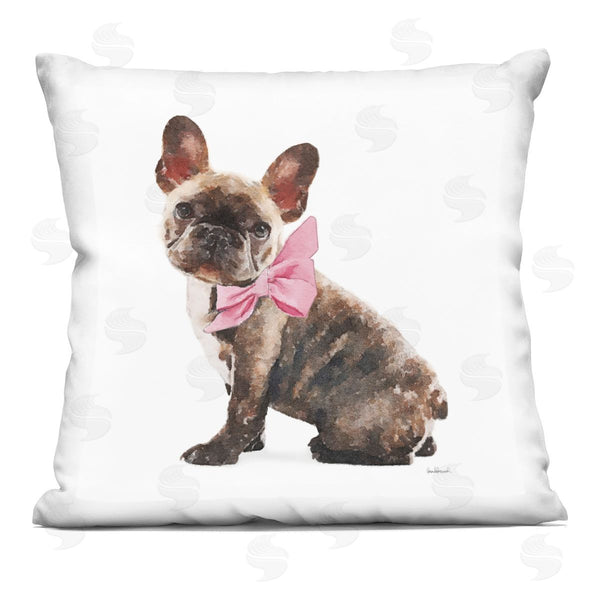 stupell industries Amanda Greenwood | Fashionable Puppy Dog Pink Bow Glam Portrait Printed Throw Pillow