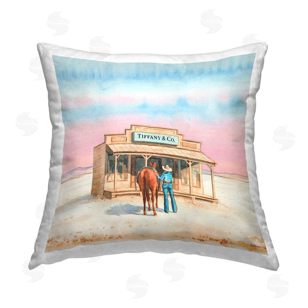 stupell industries Amanda Greenwood | Fashionista Cowgirl in Desert Printed Throw Pillow