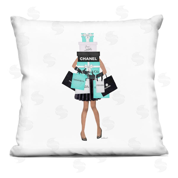stupell industries Amanda Greenwood | Fashionista Woman Shopping Designer Glam Bags Printed Throw Pillow