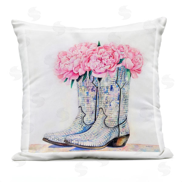 Stupell Industries Amanda Greenwood | Floral Shimmering Cowgirl Boot Printed Throw Pillow