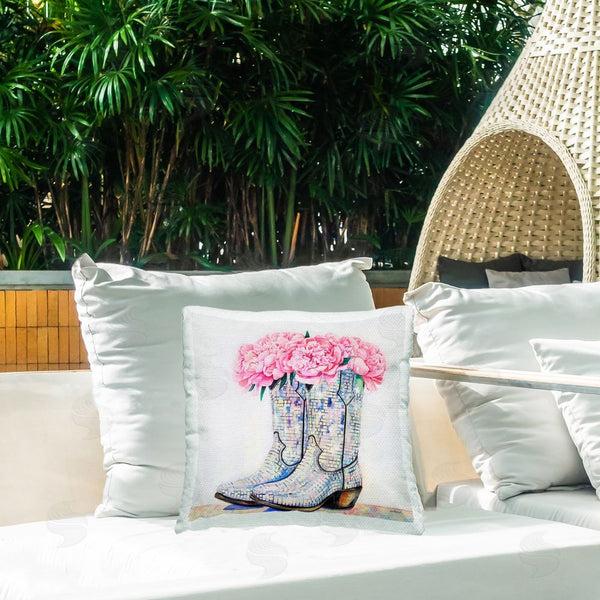 Stupell Industries Amanda Greenwood | Floral Shimmering Cowgirl Boot Printed Throw Pillow