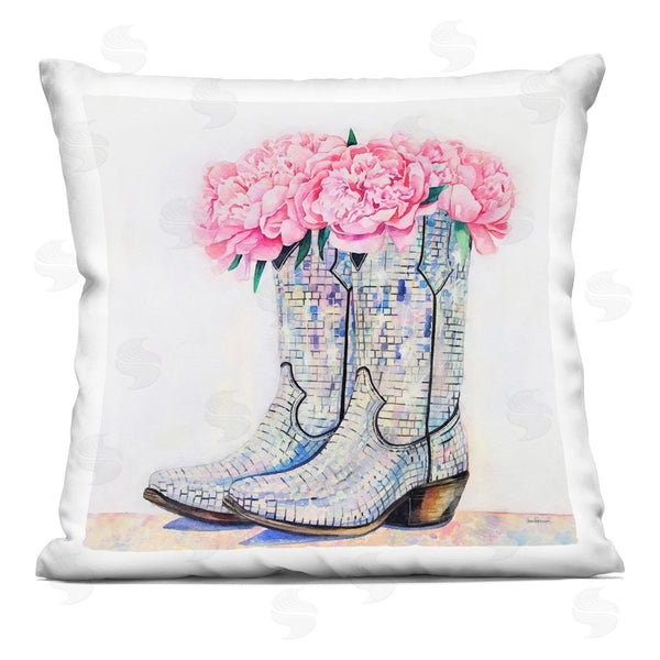 stupell industries Amanda Greenwood | Floral Shimmering Cowgirl Boot Printed Throw Pillow