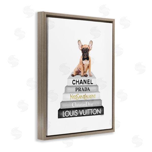 Stupell Industries Amanda Greenwood | French Bulldog On Grey Bookstack