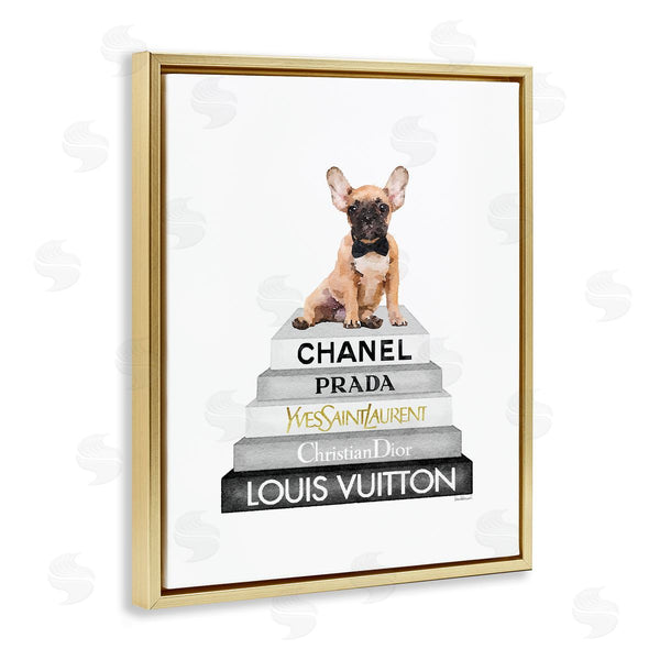 Stupell Industries Amanda Greenwood | French Bulldog On Grey Bookstack