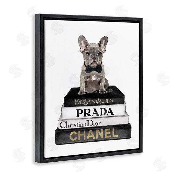 Stupell Industries Amanda Greenwood | French Bulldog Pet Fashion Apparel Bookstack Wall Art