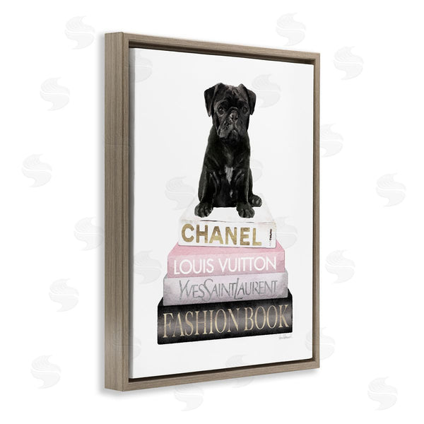 Stupell Industries Amanda Greenwood | French Bulldog Pink Bookstack