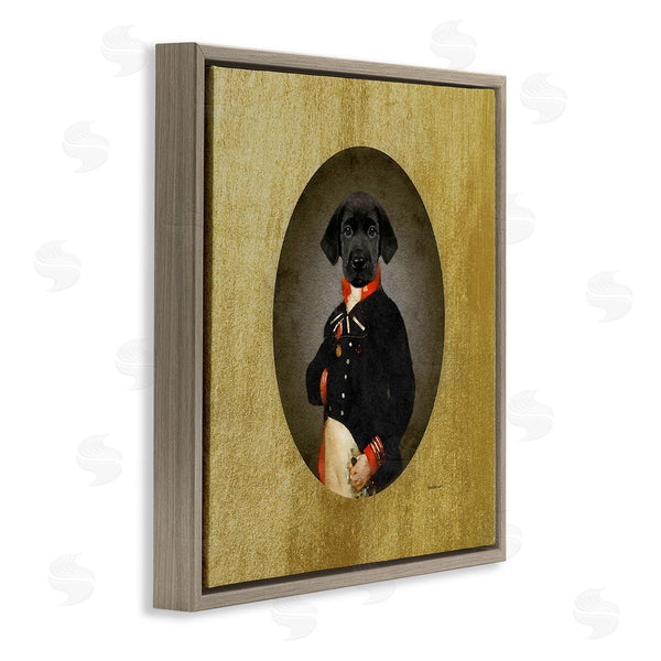 Stupell Industries Amanda Greenwood | Funny Black Dog Wearing Suit Vintage Admiral Portrait Wall Art