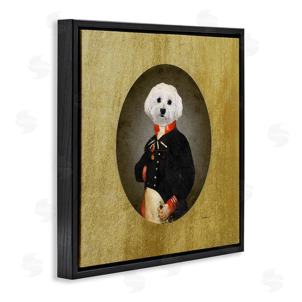 Stupell Industries Amanda Greenwood | Funny Classic Vintage Style White Dog Wearing Military Uniform Wall Art