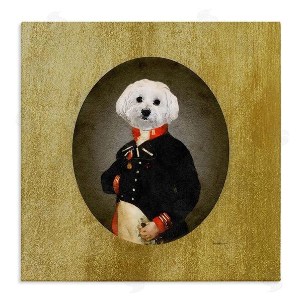 stupell industries Amanda Greenwood | Funny Classic Vintage Style White Dog Wearing Military Uniform Wall Art
