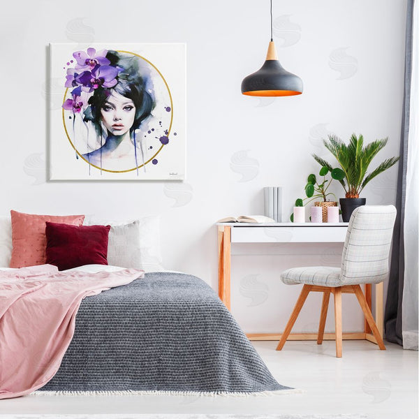 Stupell Industries Amanda Greenwood | Girl & Purple Orchids Wall Art