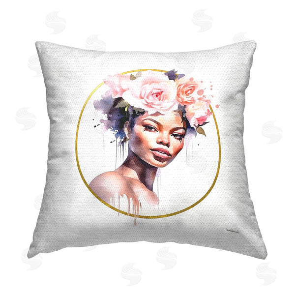 Stupell Industries Amanda Greenwood | Girl With Roses Portrait Printed Throw Pillow